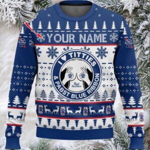 2025 Pabst Blue Ribbon Titties Christmas Ugly Sweater