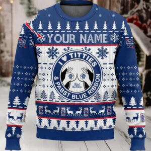 2025 Pabst Blue Ribbon Titties Christmas Ugly Sweater