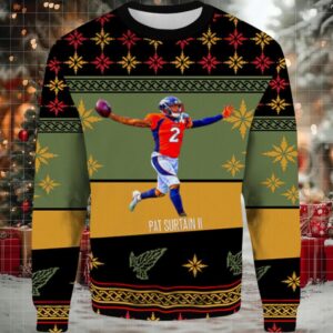 2025 Pat Surtain II Denver Broncos Ugly Christmas Sweater 2025 Pat Surtain II Denver Broncos Ugly Christmas Sweater