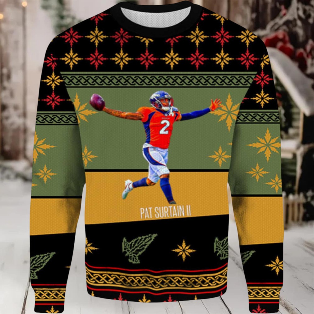 2025 Pat Surtain II Denver Broncos Ugly Christmas Sweater 2025 Pat Surtain II Denver Broncos Ugly Christmas Sweater