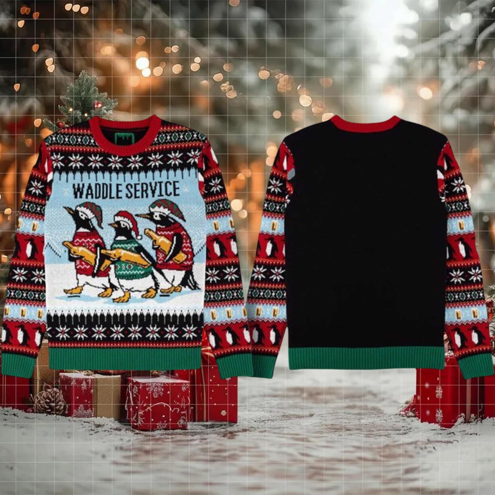 2025 Penguin Waddle Service Christmas Ugly Sweater