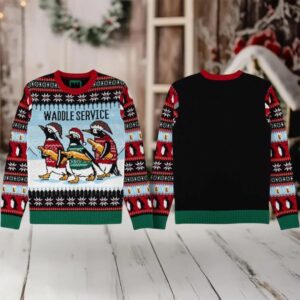 2025 Penguin Waddle Service Christmas Ugly Sweater