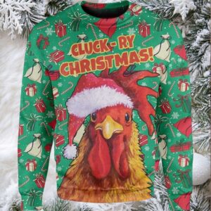 2025 Rooster Chicken Santa Christmas Ugly Sweater