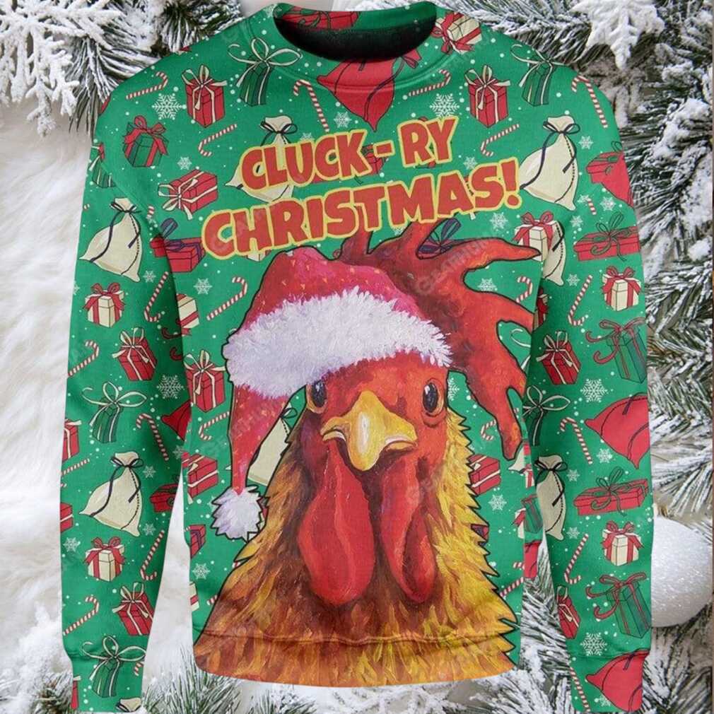 2025 Rooster Chicken Santa Christmas Ugly Sweater