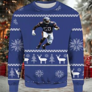 2025 Roquan Smith Chicago Bears Ugly Christmas Sweater 2025 Roquan Smith Chicago Bears Ugly Christmas Sweater