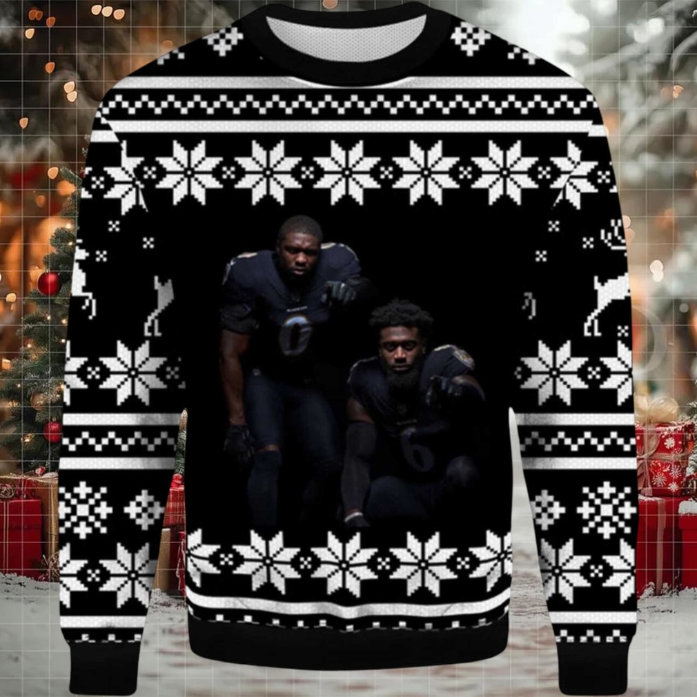 2025 Roquan Smith and Patrick Queen Ravens Ugly Christmas Sweater
