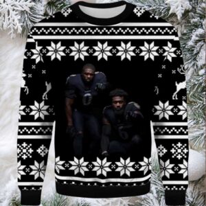 2025 Roquan Smith and Patrick Queen Ravens Ugly Christmas Sweater