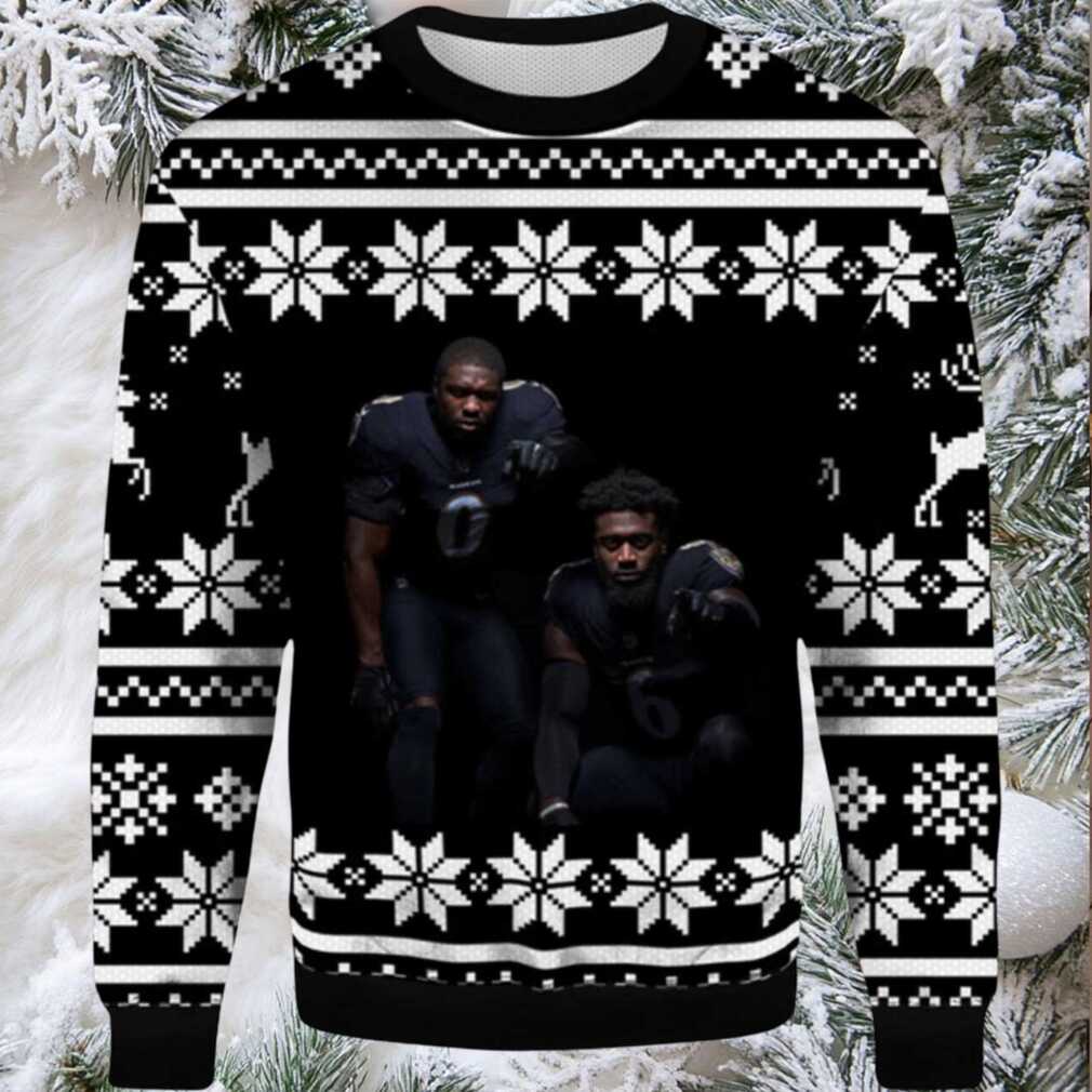 2025 Roquan Smith and Patrick Queen Ravens Ugly Christmas Sweater