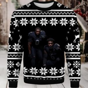2025 Roquan Smith and Patrick Queen Ravens Ugly Christmas Sweater