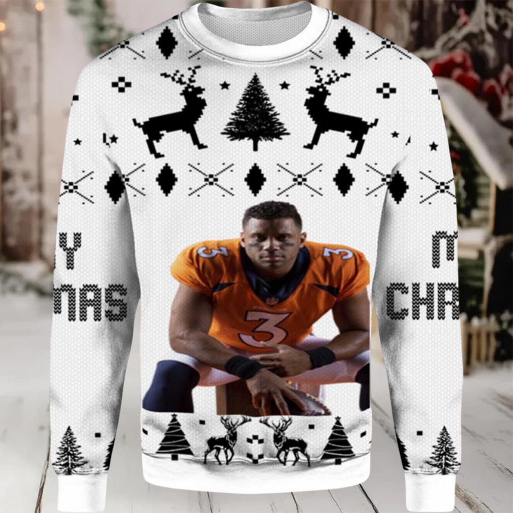 2025 Russell Wilson Denver Broncos Ugly Christmas Sweater 2025 Russell Wilson Denver Broncos Ugly Christmas Sweater