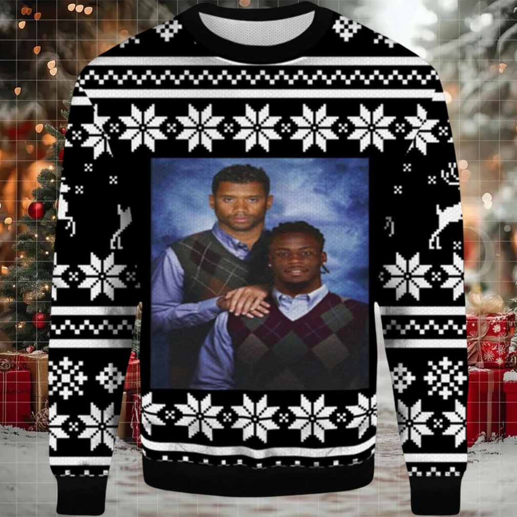 2025 Russell Wilson Jerry Jeudy Step Brother Denver Broncos Ugly Christmas Sweater 2025 Russell Wilson Jerry Jeudy Step Brother Denver Broncos Ugly Christmas Sweater