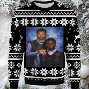 2025 Russell Wilson Jerry Jeudy Step Brother Denver Broncos Ugly Christmas Sweater