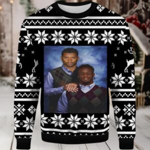 2025 Russell Wilson Jerry Jeudy Step Brother Denver Broncos Ugly Christmas Sweater