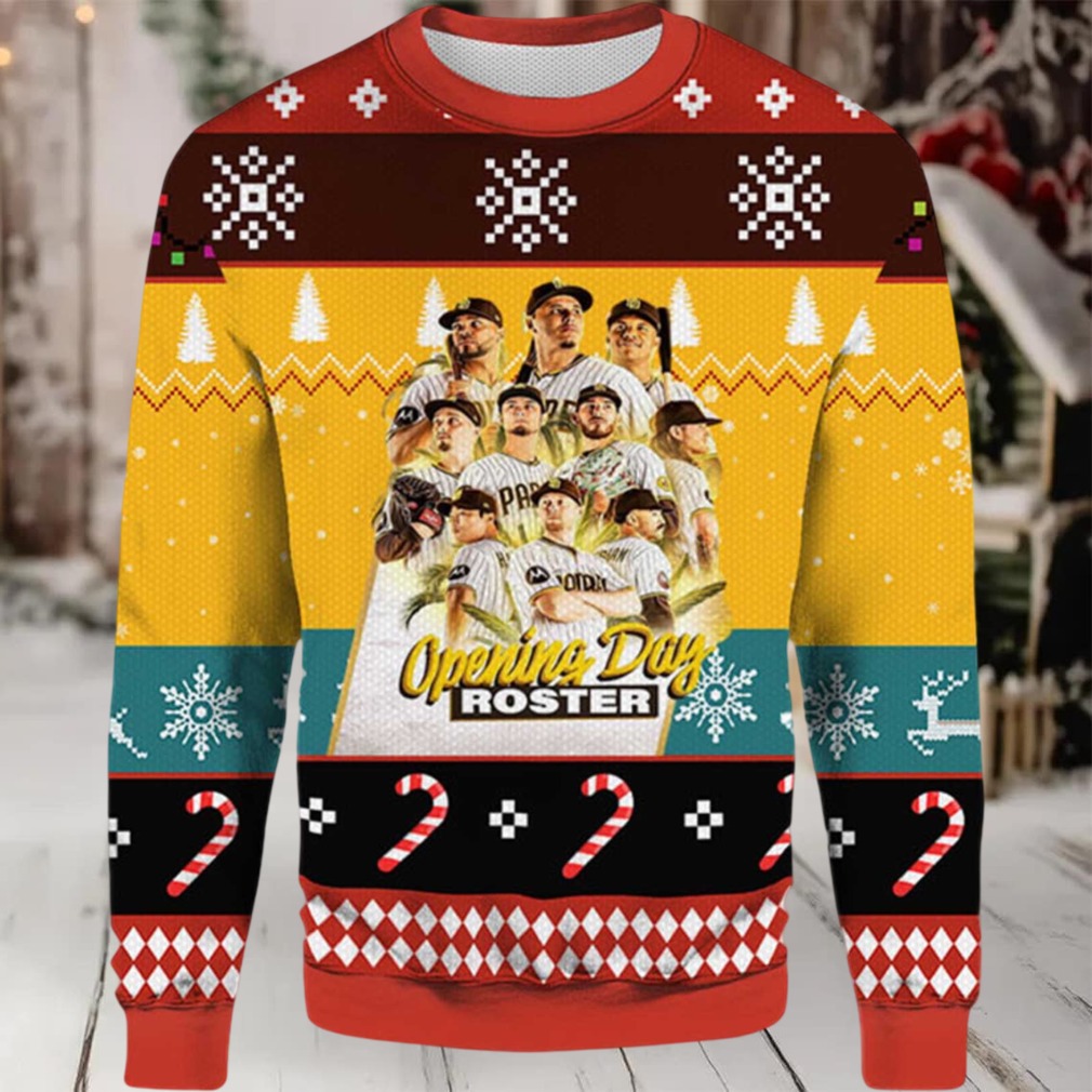 2025 San Diego Padres Opening Day Roster Ugly Christmas Sweater 2025 San Diego Padres Opening Day Roster Ugly Christmas Sweater