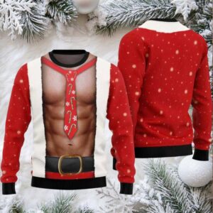 2025 Santa Abs Body Ugly Christmas Sweater