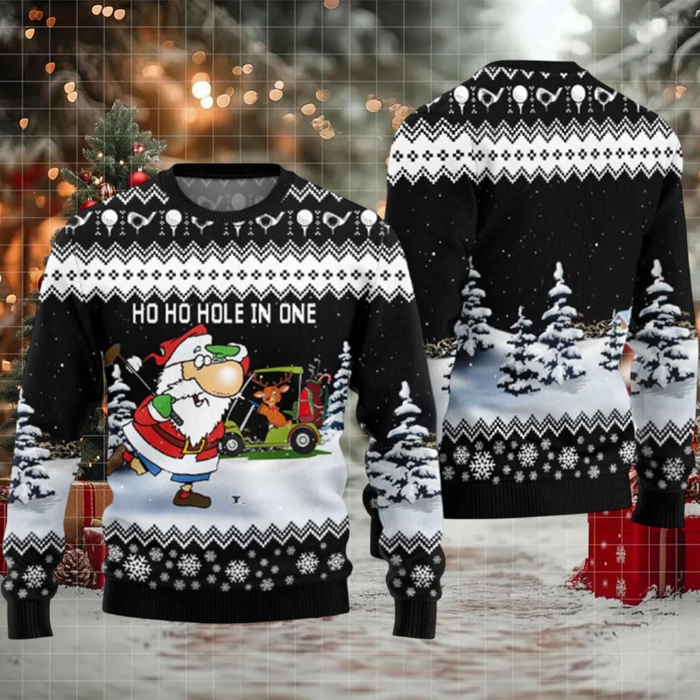 2025 Santa And Golf Mens Ugly Christmas Sweater