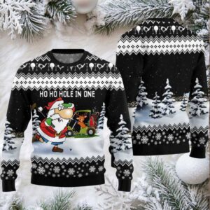 2025 Santa And Golf Mens Ugly Christmas Sweater