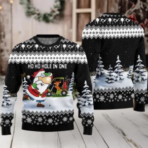 2025 Santa And Golf Mens Ugly Christmas Sweater
