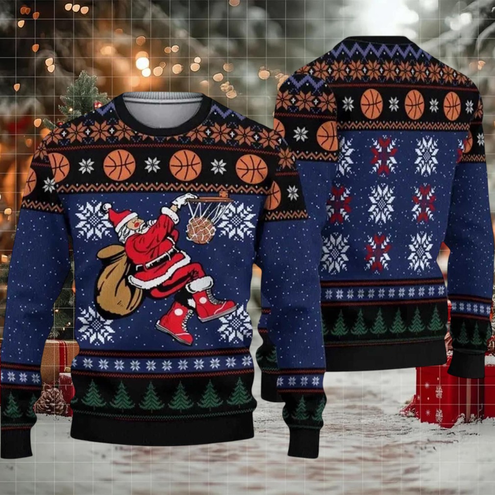 2025 Santa Playing Basketball Ugly Christmas Sweater 2025 Santa Playing Basketball Ugly Christmas Sweater