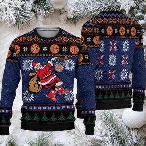 2025 Santa Playing Basketball Ugly Christmas Sweater