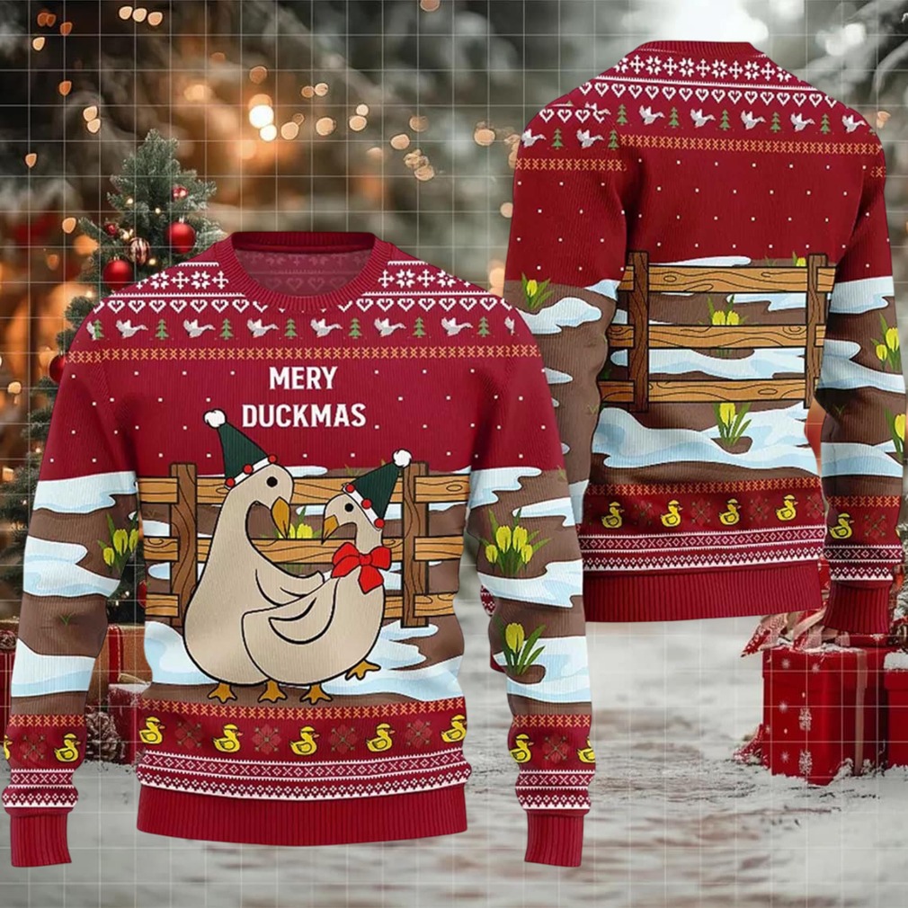 2025 Seriously Naughty Duck On The Farm Ugly Christmas Sweater