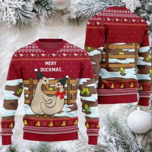 2025 Seriously Naughty Duck On The Farm Ugly Christmas Sweater