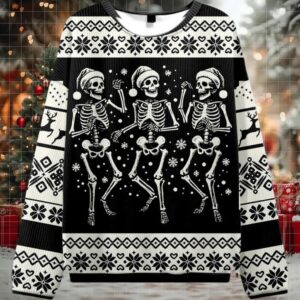 2025 Skeleton Dance Ugly Christmas Sweater