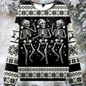 2025 Skeleton Dance Ugly Christmas Sweater