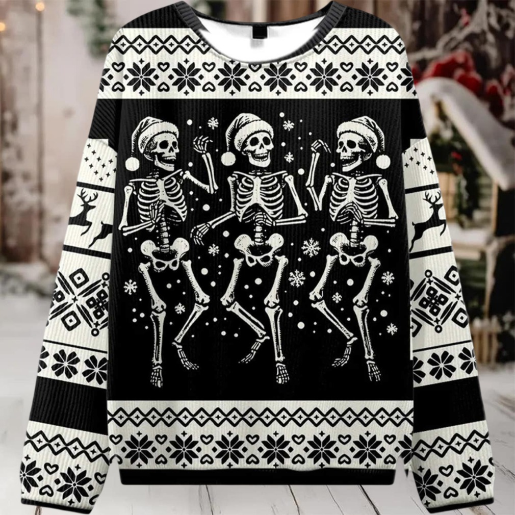 2025 Skeleton Dance Ugly Christmas Sweater 2025 Skeleton Dance Ugly Christmas Sweater