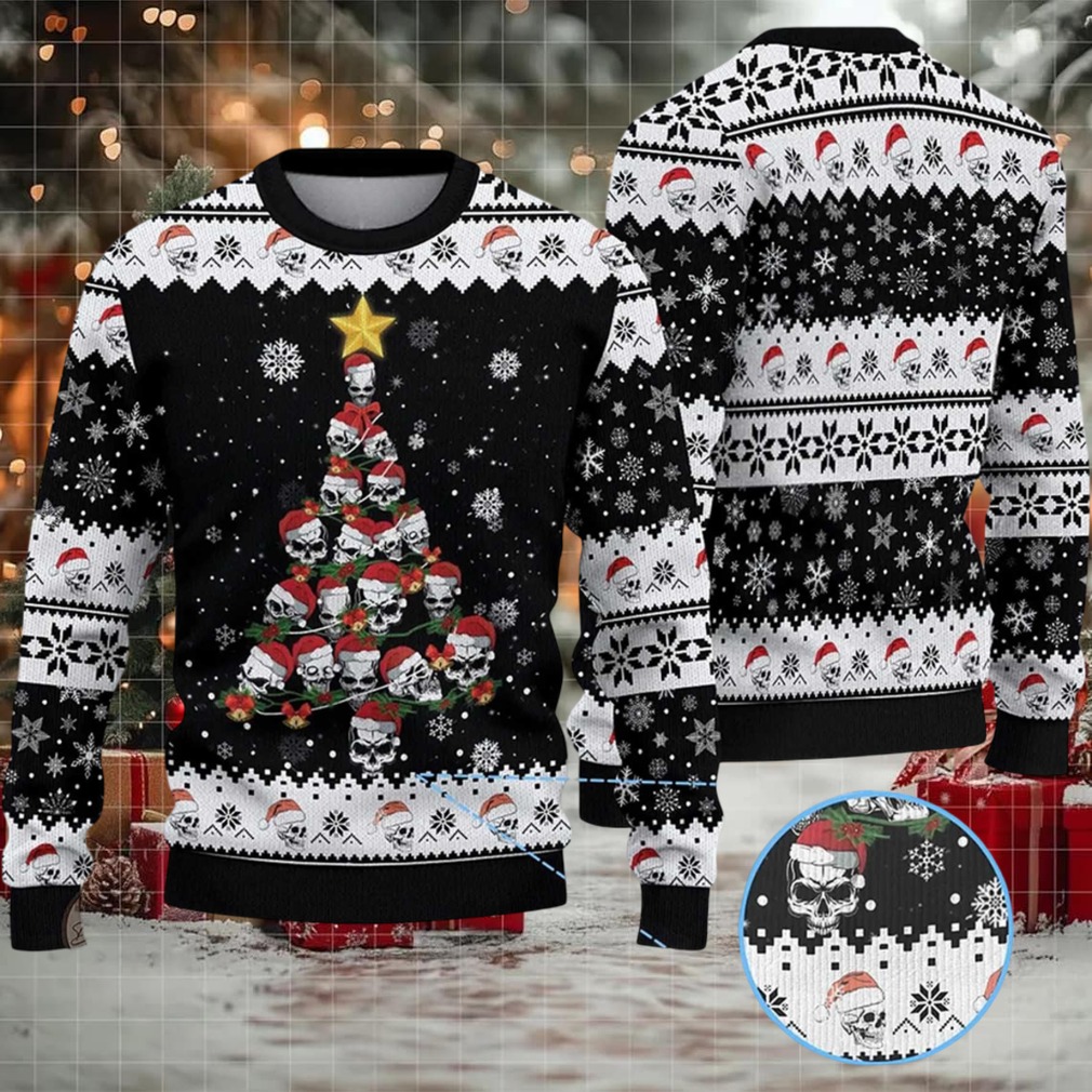 2025 Skull Pine Tree Ugly Christmas Sweater