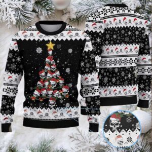 2025 Skull Pine Tree Ugly Christmas Sweater
