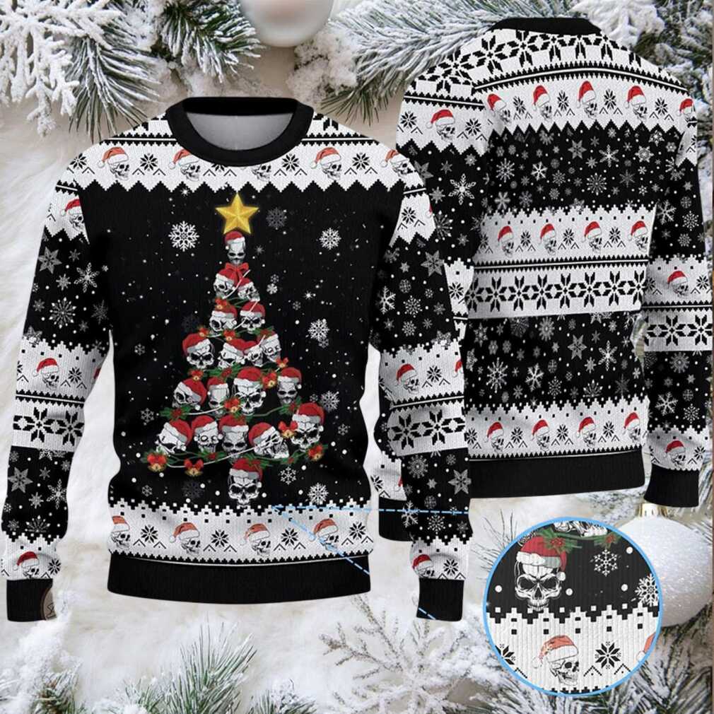 2025 Skull Pine Tree Ugly Christmas Sweater