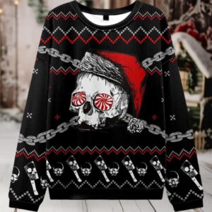 2025 Skulls And Chains Ugly Christmas Sweater