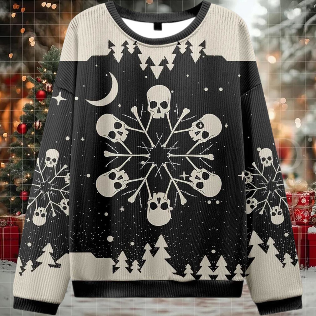 2025 Snowflake Skull Ugly Christmas Sweater 2025 Snowflake Skull Ugly Christmas Sweater