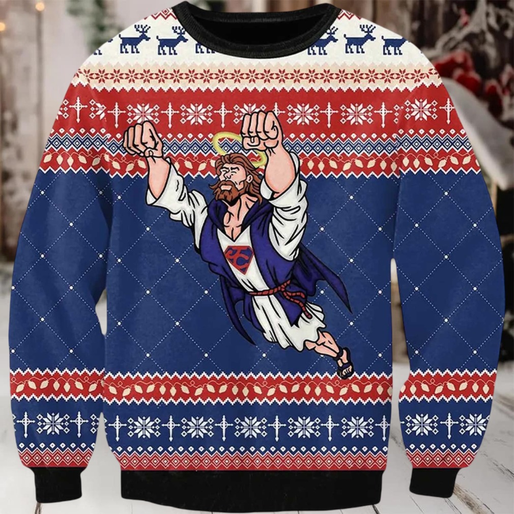 2025 Super Jesus Ugly Christmas Sweater 2025 Super Jesus Ugly Christmas Sweater