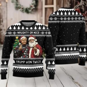 2025 Trump And Santa Ugly Christmas Sweater