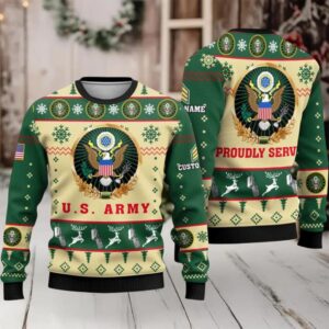 2025 US Army Proudly Served Veterans Ugly Christmas Sweater