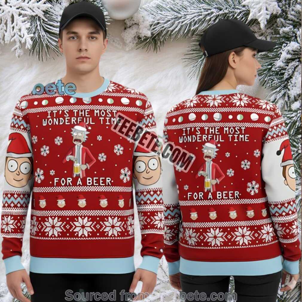 Rick And Morty Red Ugly Sweater Most Wonderful Time For A Beer Rick And Morty Red Ugly Sweater Most Wonderful Time For A Beer