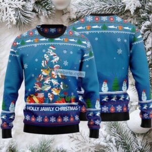 Shark Arranged Into Xmas Tree Ugly Christmas Sweater Mens Sweatshirt