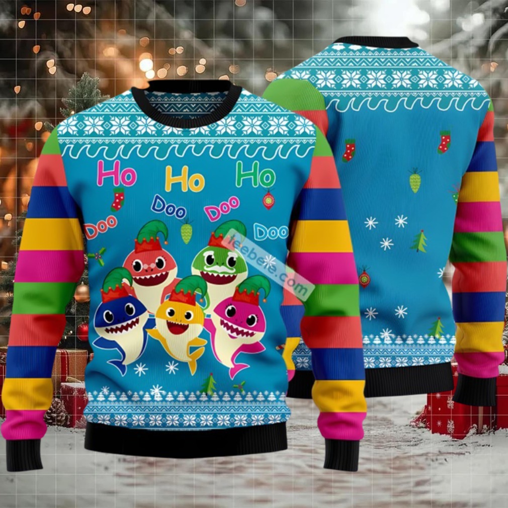 Shark Face Doo Doo Doo Ugly Christmas Sweater Blue Vintage Shark Face Doo Doo Doo Ugly Christmas Sweater Blue Vintage