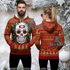 San Francisco 49Ers Sugar Skull Flower Christmas Ugly Hoodie