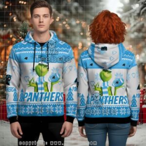 Carolina Panthers Santa Grinch 3D Ugly Hoodie Women