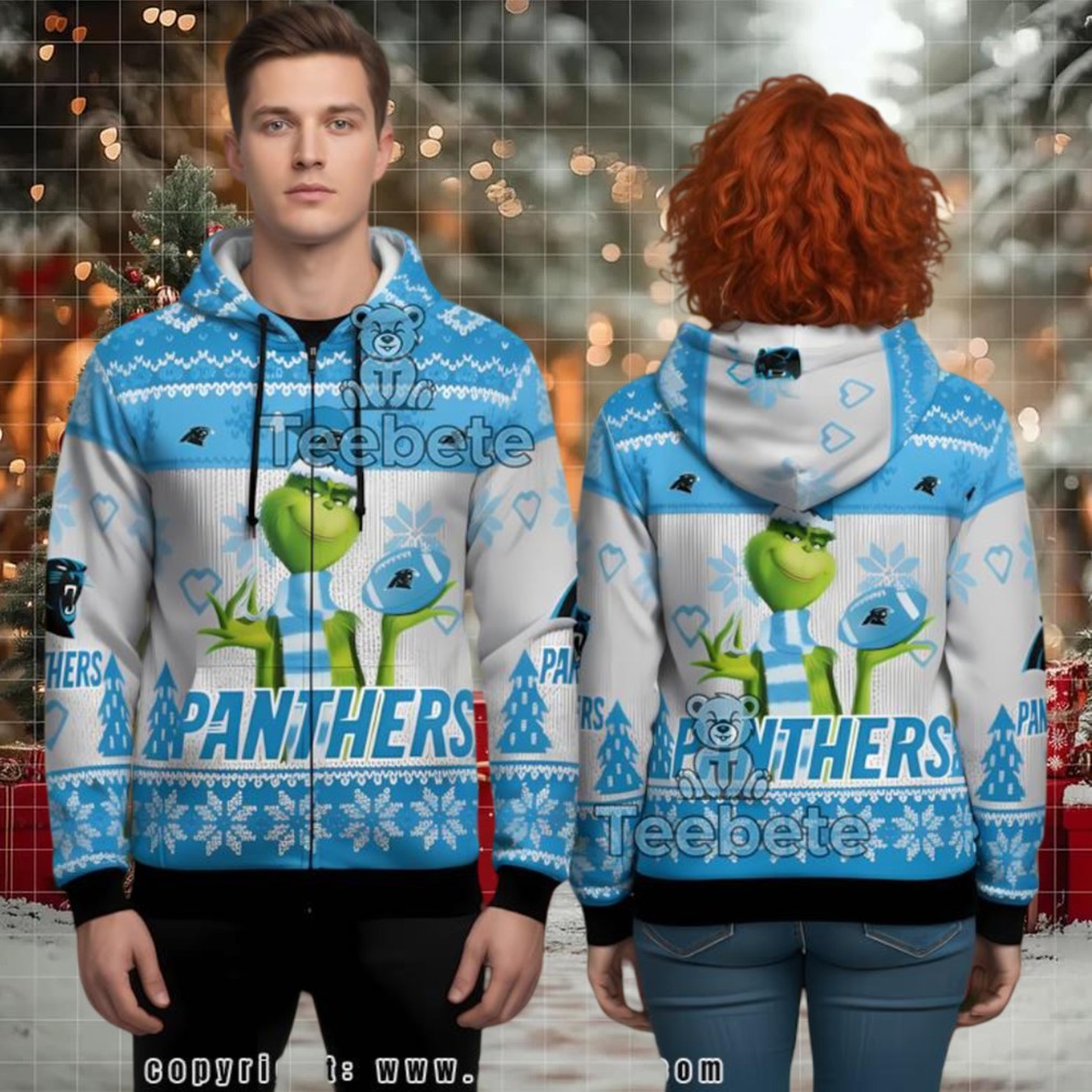 Carolina Panthers Santa Grinch 3D Ugly Hoodie Women Carolina Panthers Santa Grinch 3D Ugly Hoodie Women