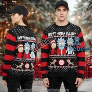 Rick And Morty Happy Human Holiday Ugly Christmas Sweater Red Best