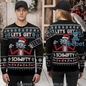 Rick And Morty Ugly Christmas Sweater Black Mens Lets Get Schwifty Rick And Morty Ugly Christmas Sweater Black Mens Lets Get Schwifty