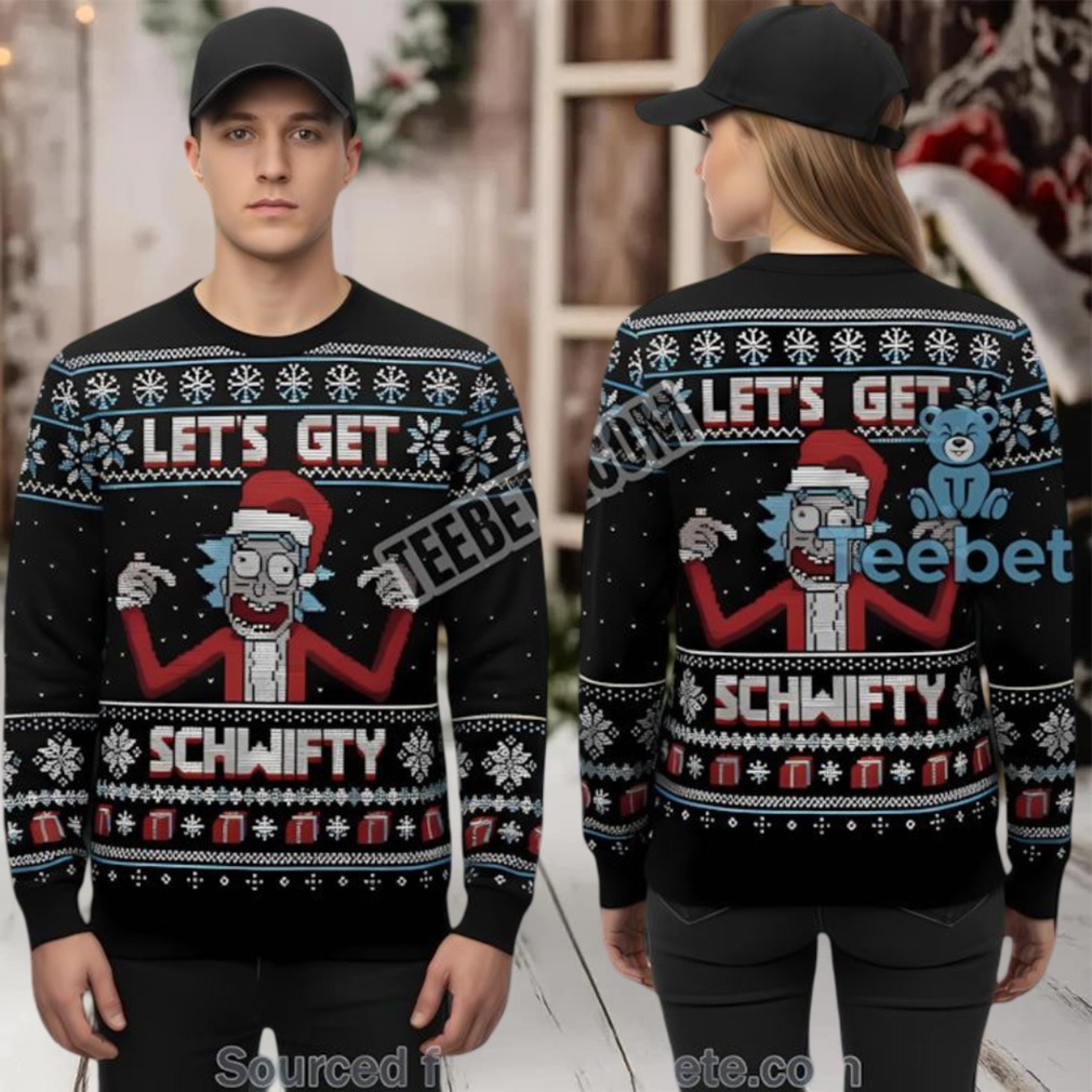 Rick And Morty Ugly Christmas Sweater Black Mens Lets Get Schwifty Rick And Morty Ugly Christmas Sweater Black Mens Lets Get Schwifty