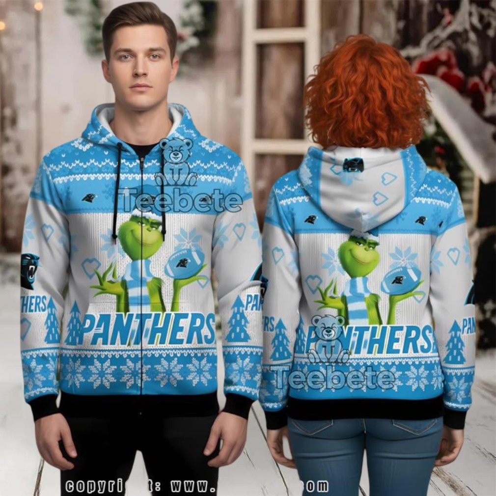 Carolina Panthers Santa Grinch 3D Ugly Hoodie Women Carolina Panthers Santa Grinch 3D Ugly Hoodie Women