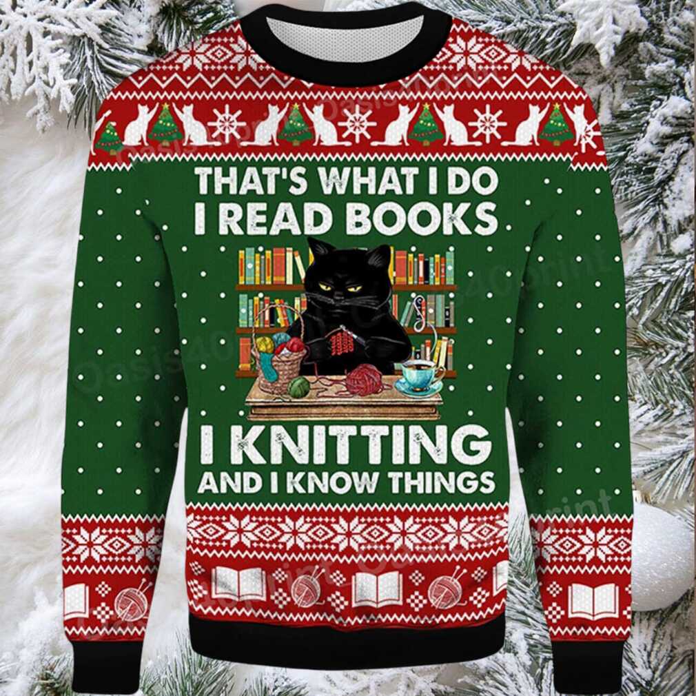 2025 That’s What I Do I Read Books Black Cat Ugly Christmas Sweater 2025 That’s What I Do I Read Books Black Cat Ugly Christmas Sweater