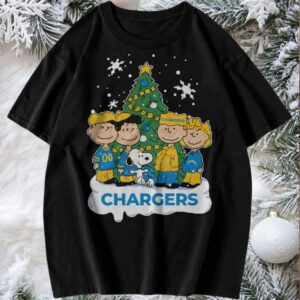 Peanuts Snoopy and Friends Los Angeles Chargers Christmas Tree T Shirt