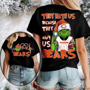 Chicago Bears Grinch Santa They Hate Us Because They Ain’t Us Merry Christmas Shirt
